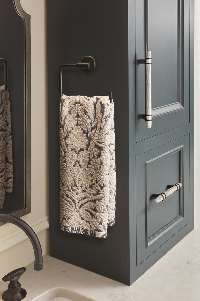Carrione Cabinet Pull, Marble White/Black Bronze, 3-3/4" Center-to-Center