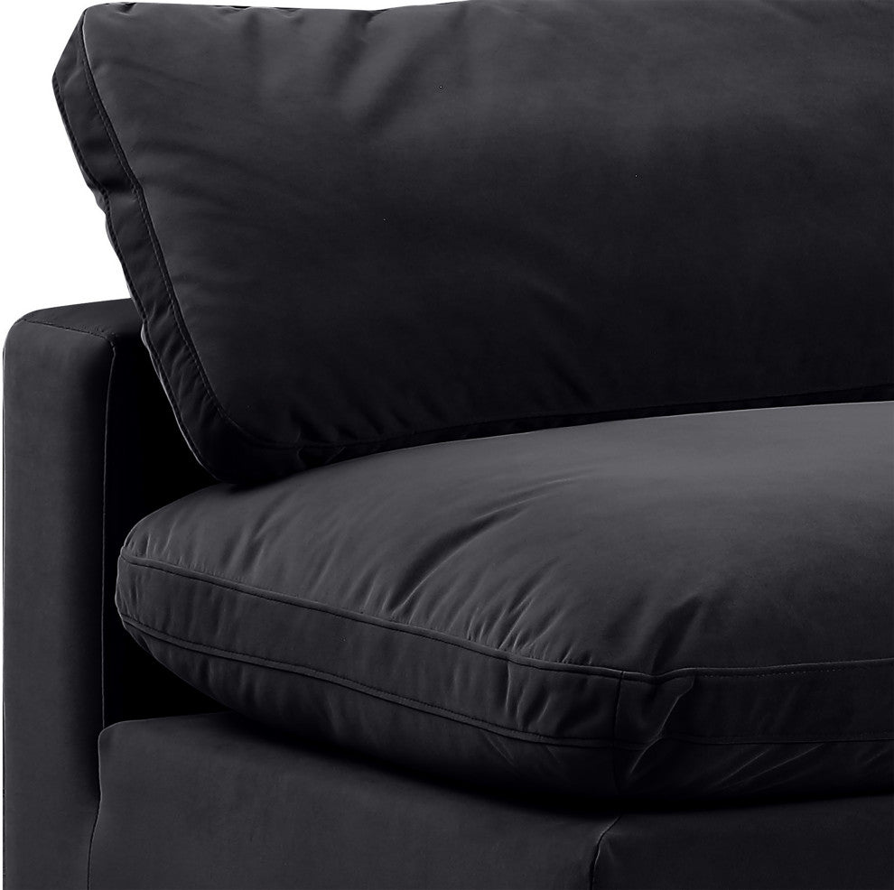 Comfy Upholstered Modular Sofa, Black, 2-Piece: 2 Armless Chair, Velvet