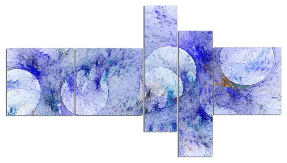 Light Blue Fractal Glass Texture, Abstract Canvas Art Print, 60"x32", 5 panels
