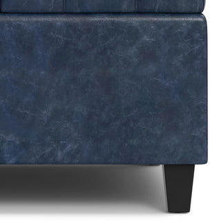 Harrison Small Square Coffee Table Storage Ottoman, Denim Blue