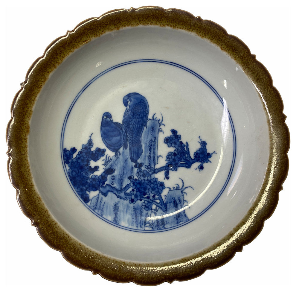 Chinese Blue White Flower Birds Theme Porcelain Charger Plate Hws1790