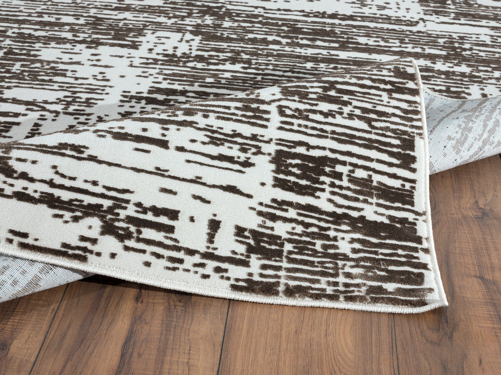 Abani Aspen Collection ASP110B Contemporary Beige Grid Area Rug