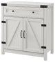 30" Farmhouse Barn Door Accent Cabinet - Brushed White