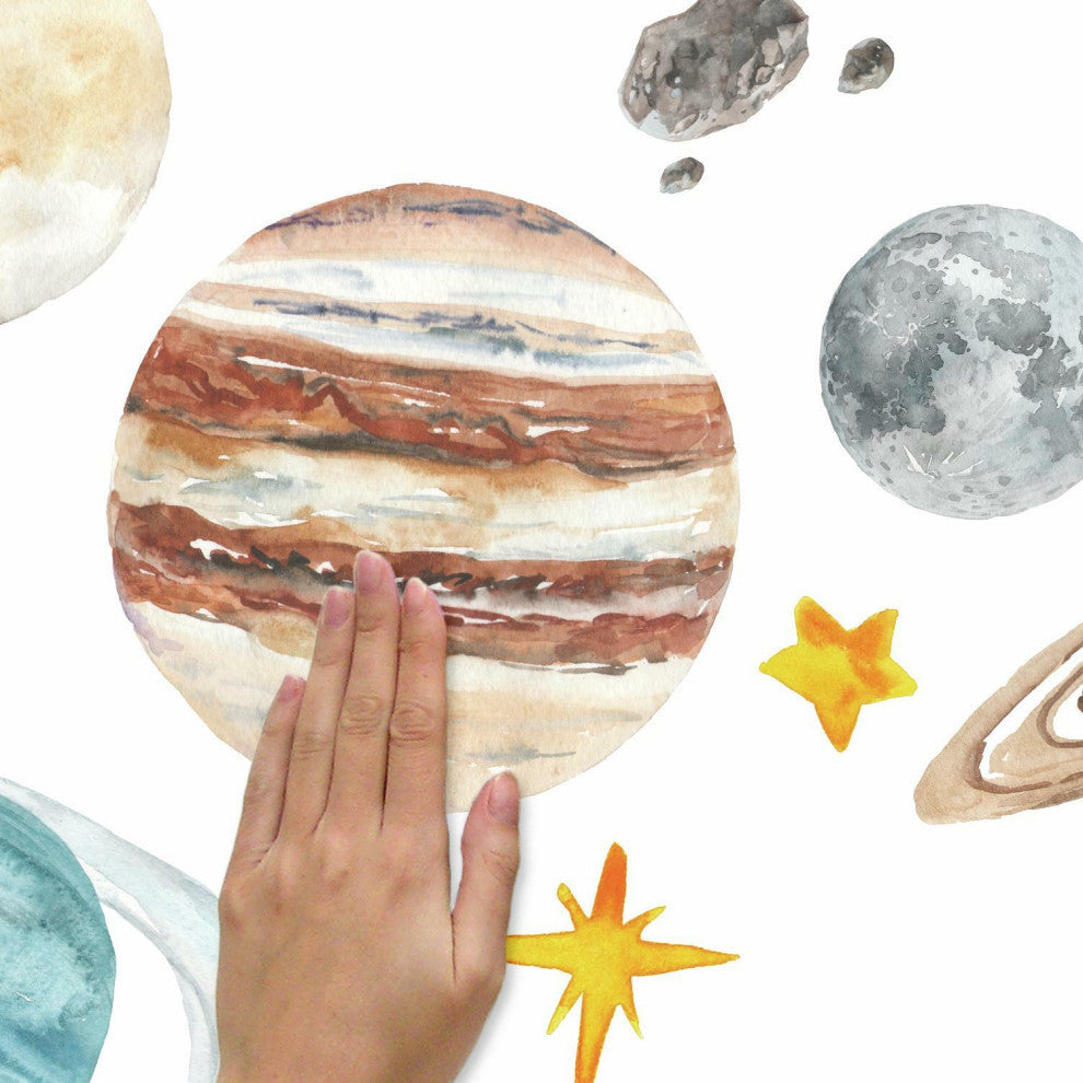 Watercolor Planets Peel And Stick Giant Wall Decals