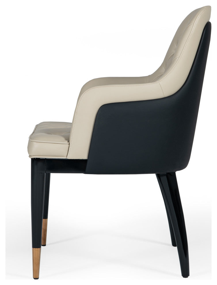 Modrest Leeds Glam Beige and Black Dining Chair
