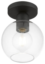 Downtown 1 Light Black Sphere Semi-Flush