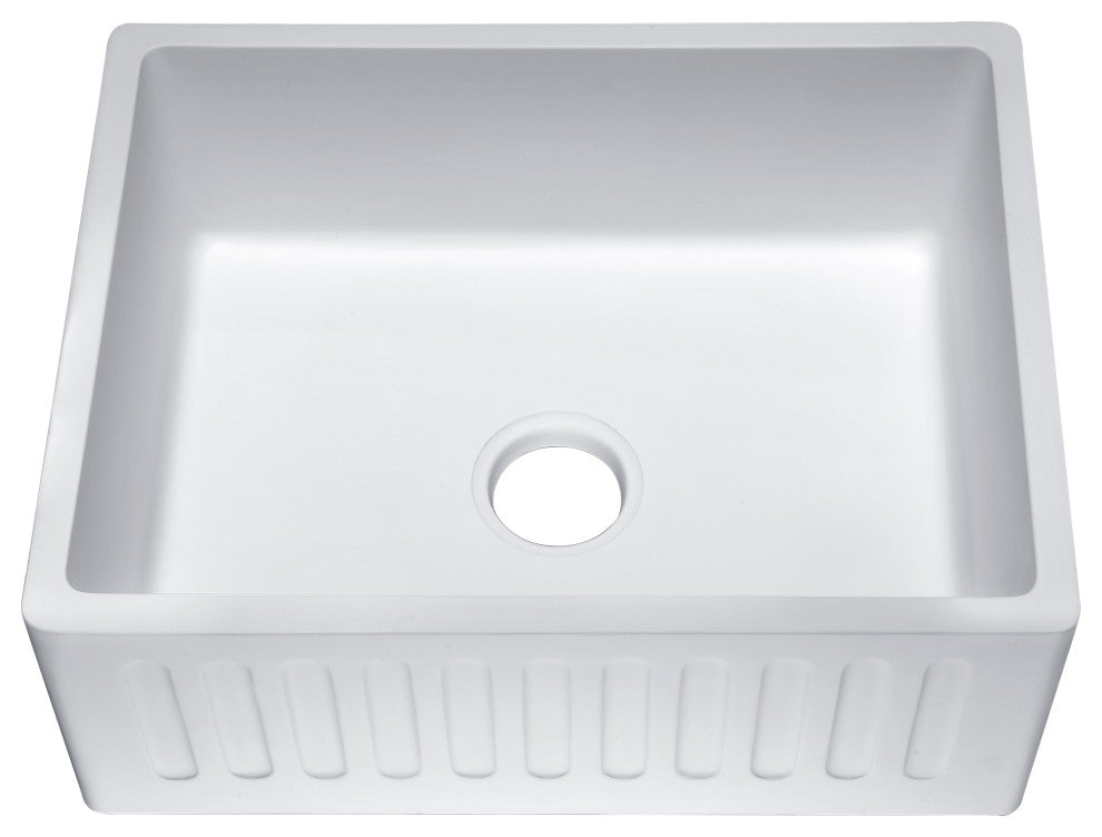 ANZZI Petima Farmhouse Solid Surface 24" Kitchen Sink, White