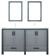 Ziva 60 Dark Grey DB Vanity, Cultured Marble Top, Sink, 22 Mirrors, Faucet