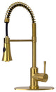 Copper Pre-Rinse Spring Kitchen Faucet with Pull Down Sprayer, Brushed Gold