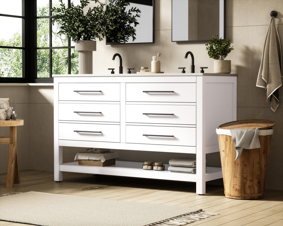 Home Living 54" Double Bathroom Vanity, White