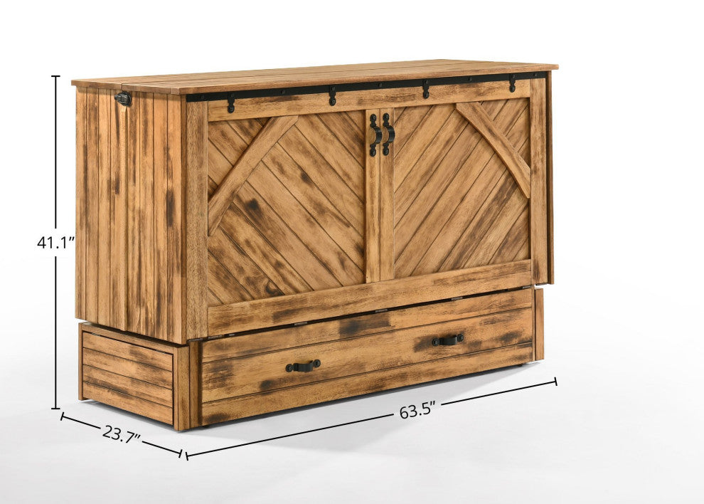Ranchero Cabinet Murphy Bed with Gel Memory Foam Mattress, Bakar