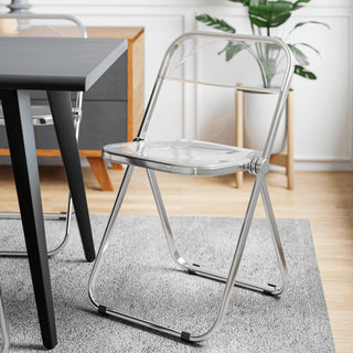 Lawrence Acrylic Folding Chair With Metal Frame, Clear