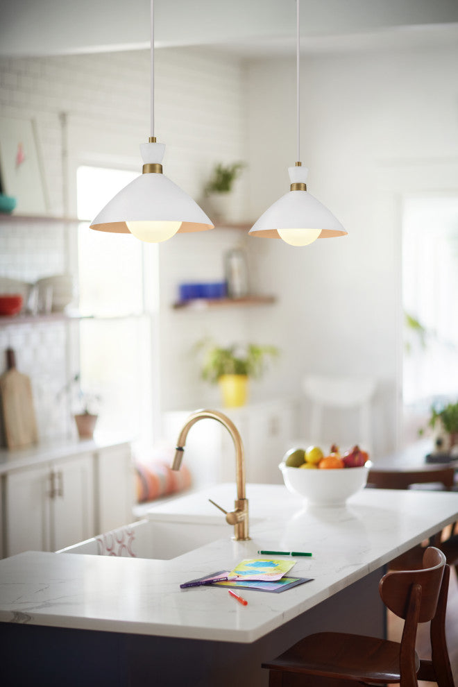 Lark Simon Single Light Convertible Pendant, Matte White