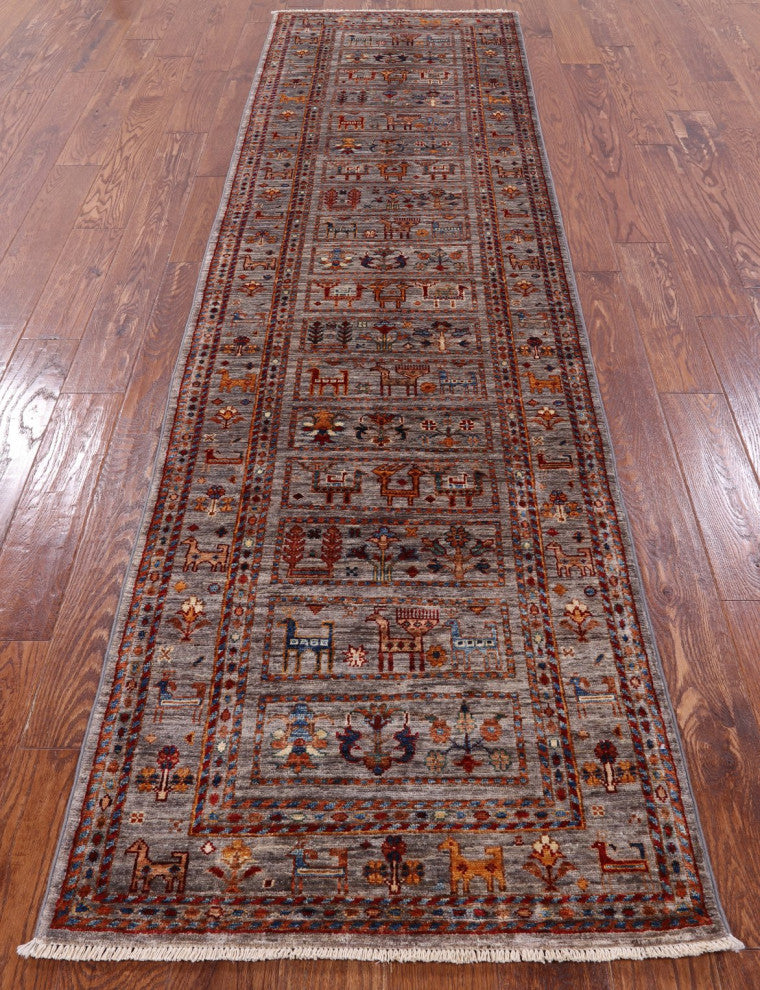 2' 8" X 9' 10" Runner Tribal Persian Gabbeh Hand Knotted Rug Q5720