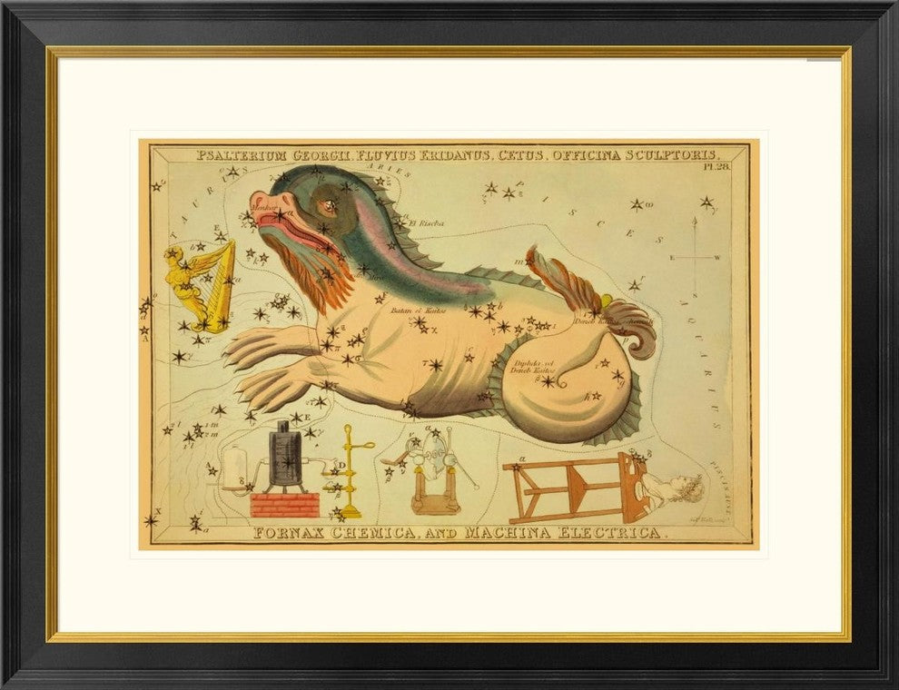Psalterium Georgii, Fluvius Eridanus, Cetus, Machina Electrica, 1825, 34"x26"