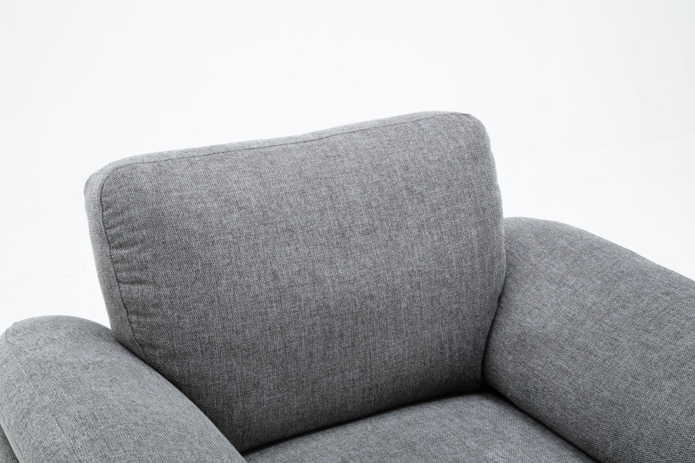Villanelle Light Gray Linen Sofa Loveseat Chair Living Room Set