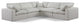 Comfy Upholstered L-Shaped Modular Sectional, Cream, 5-Piece: 2 Armless Chair, 3 Corner Chair, Linen Textured Fabric