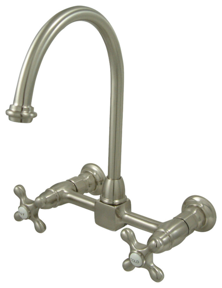 Kingston Brass Wall Mount Bridge Kitchen Faucet, Brushed Nickel