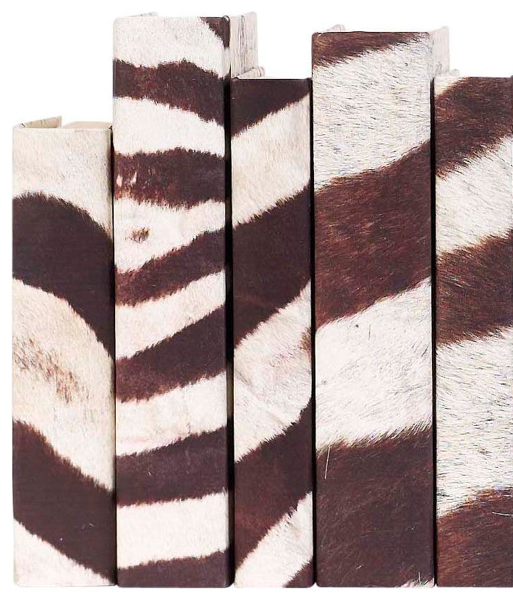 5 Piece Decorative Book Set with Zebra Stripes