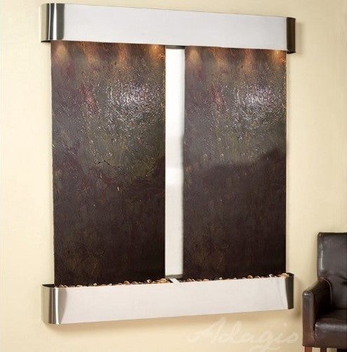 Cottonwood Falls Wall Fountain, Stainless Steel, Multi Color Featherstone, Round