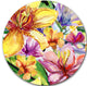 Lily Flowers Illustration Art, Floral Disc Metal Wall Art, 23"
