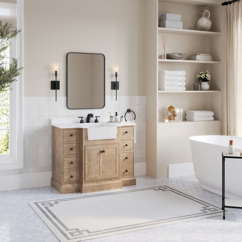 Fermo Bath Vanity, Weathered Fir, 48", Single Sink, Freestanding