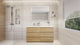 Alston 60" Free Standing Modern Vanity, White Oak, Glossy White Top