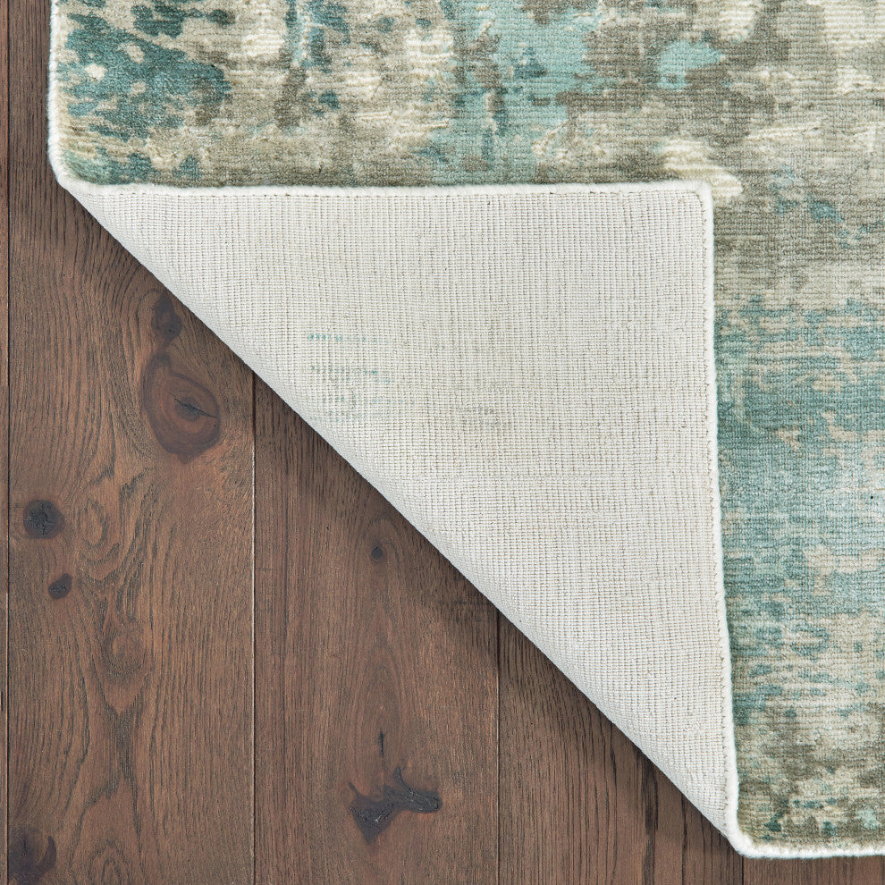 Florian Hand-loomed Viscose Abstract Blue/Gray Area Rug, 6' x 9'