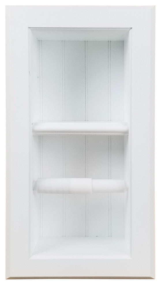 Bayshore Recessed Solid Wood Double Toilet Paper Holder 7 X 14.5, White Enamel