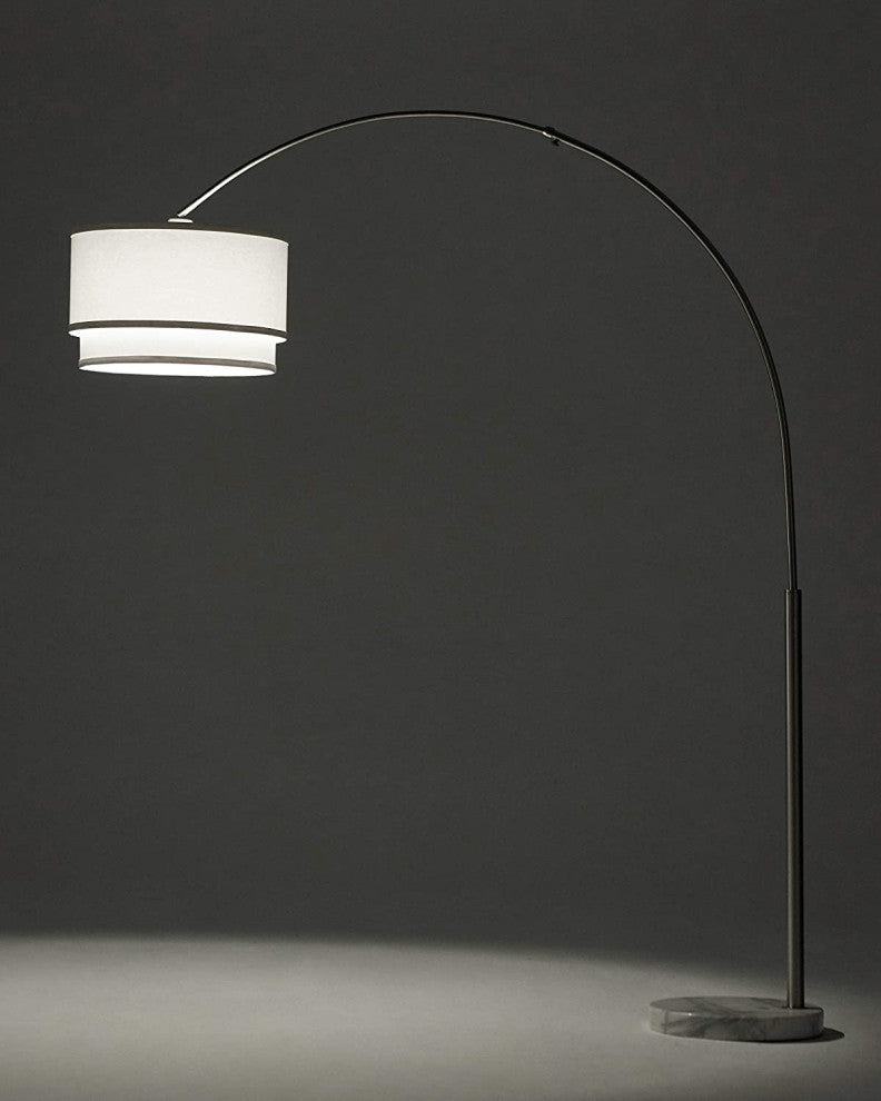 Brightech Mason - Arc Floor Lamp with Unique Hanging Drum Shade, Nickel