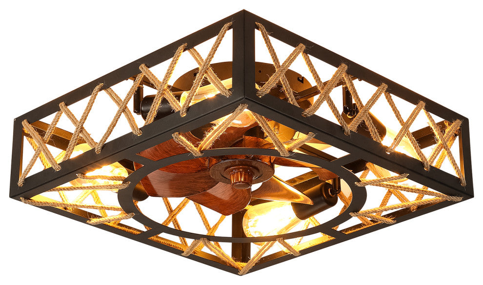 18 in. W x 6 in. H Iron Ceiling Fan in Black with LED Lights
