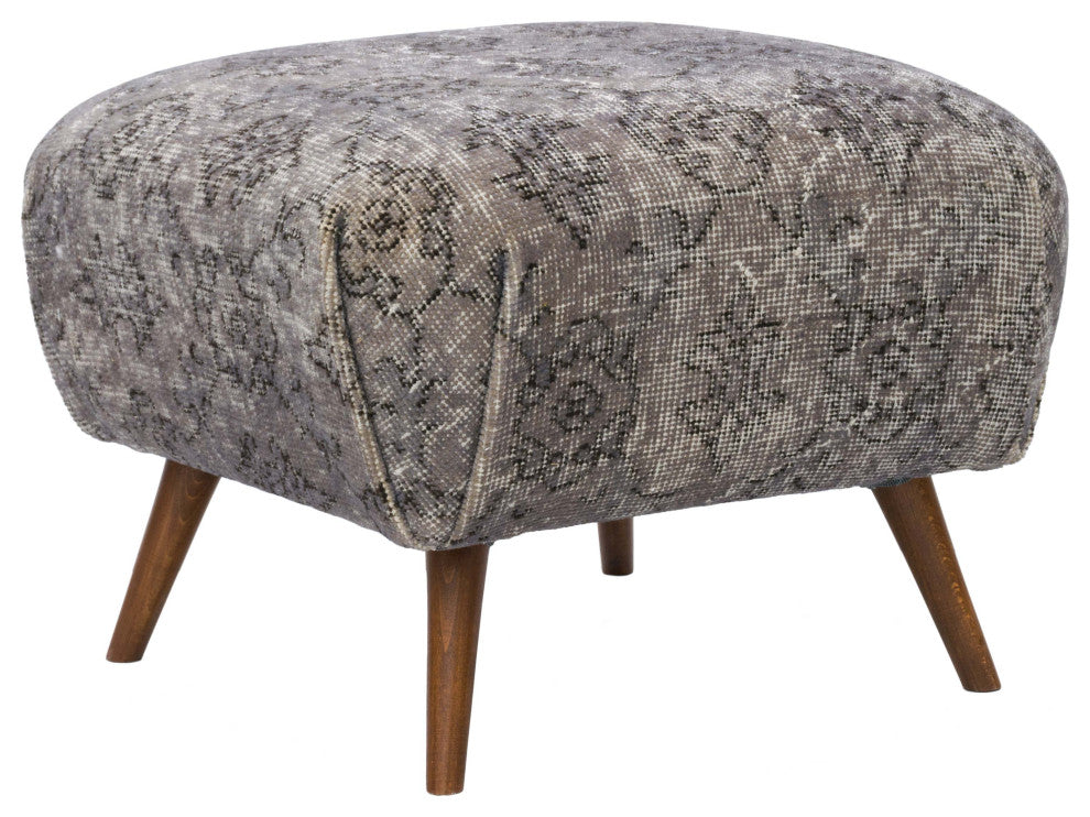 Vintage Rug Upholstered Ottoman