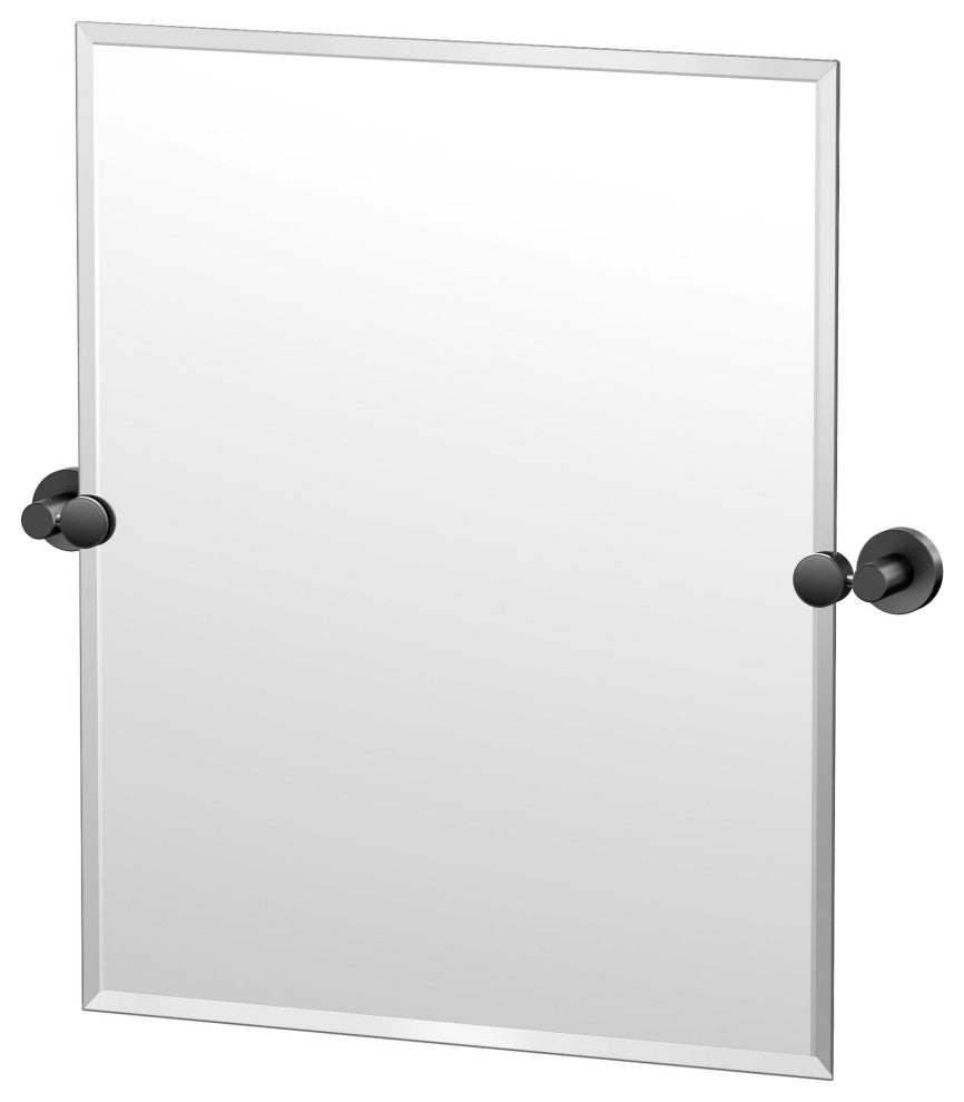 Glam Frameless Rectangle Mirror, Matte Black, 24"