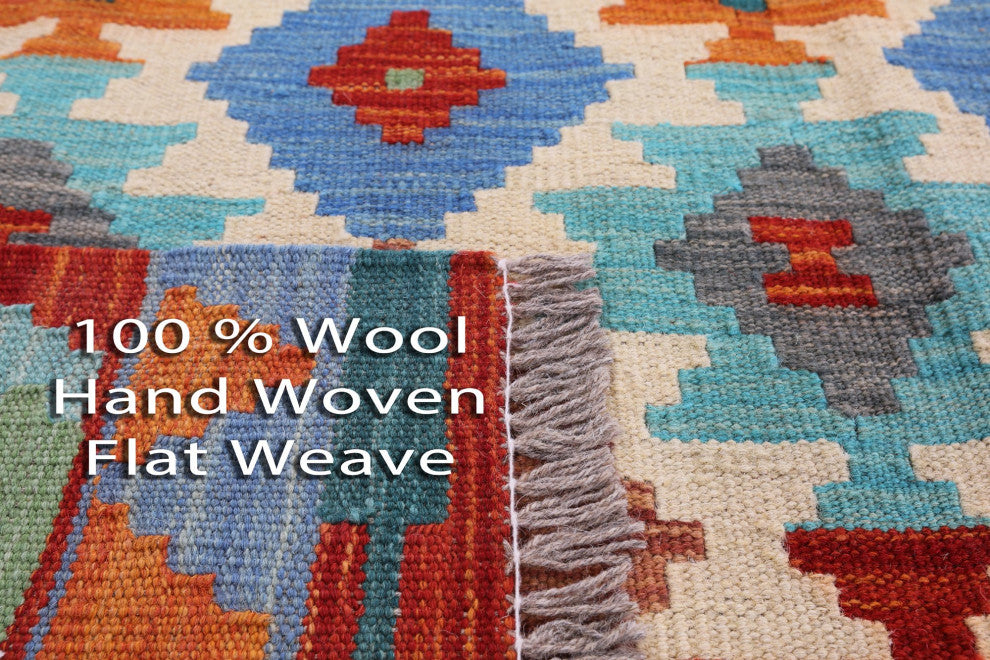 6' 7" X 9' 9" Flat Weave Kilim Reversible Wool On Wool Rug - Q12548