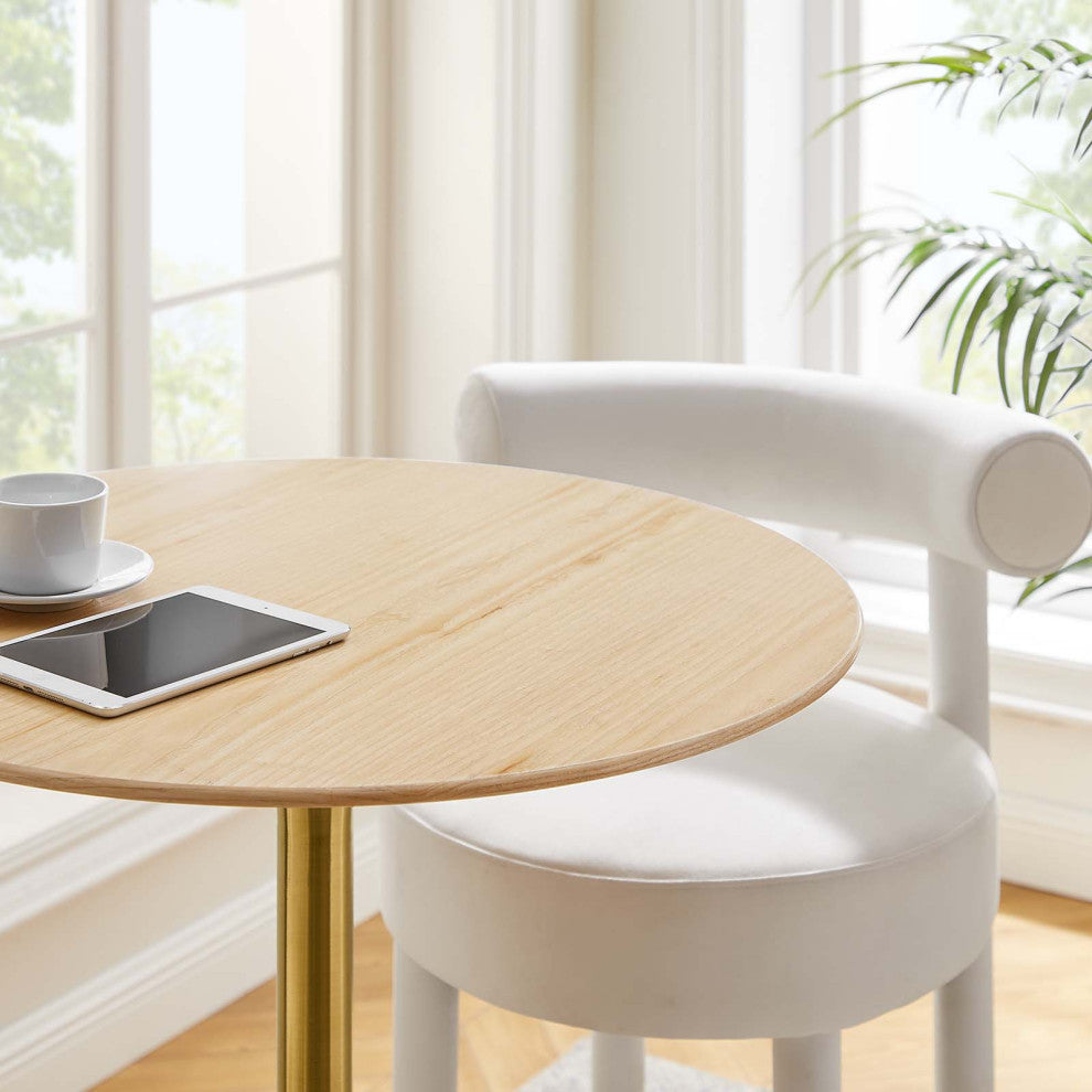 Tulip 28" Wood Bar Table-Gold Natural