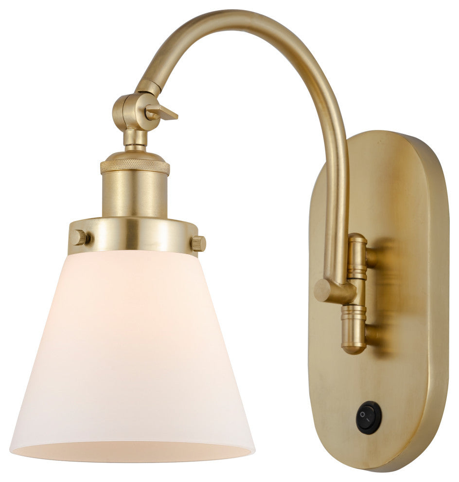 Cone Sconce, Satin Gold, Matte White, Matte White