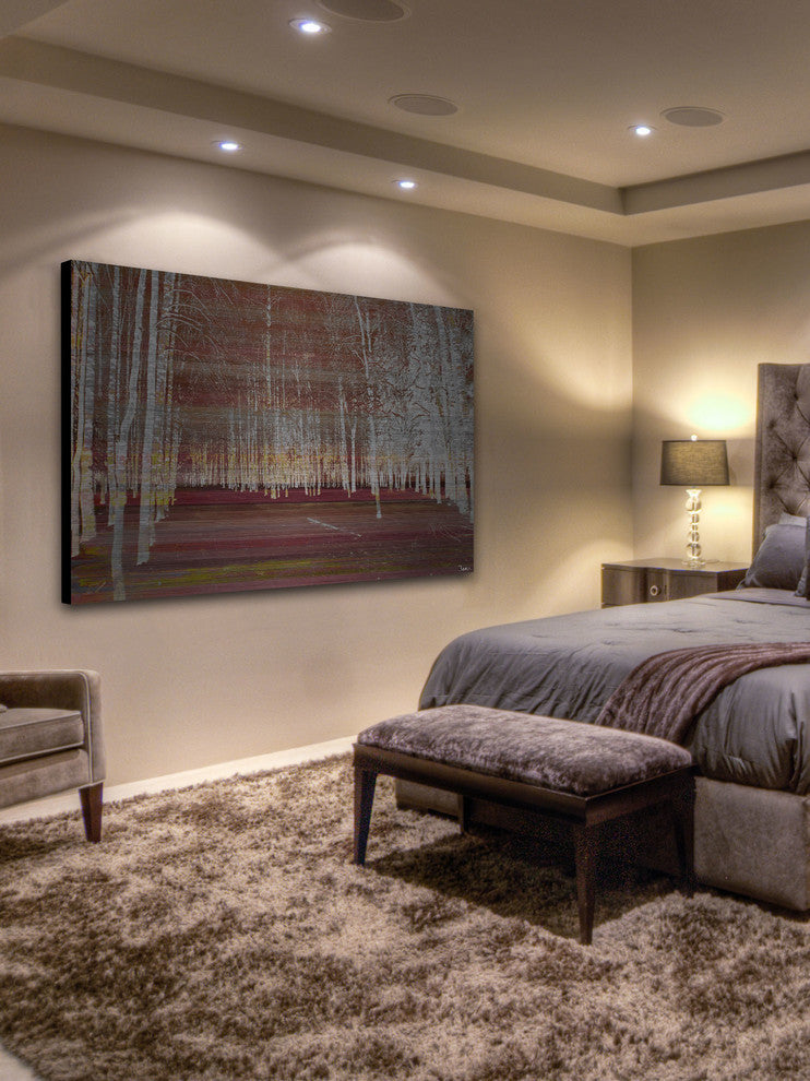 "Night Birch" UV Ink Print on Brushed Aluminum, 60"x40"