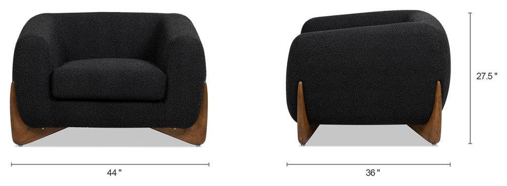 Alpine 44" Sherpa Arm Chair, Ebony Black Boucle