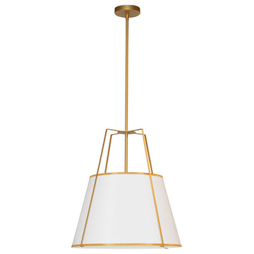 3 Light Incandescent Pendant Gold with White Shade
