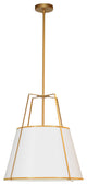 3 Light Incandescent Pendant Gold with White Shade