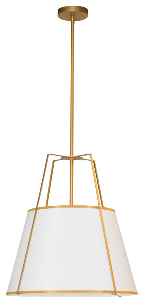 3 Light Incandescent Pendant Gold with White Shade