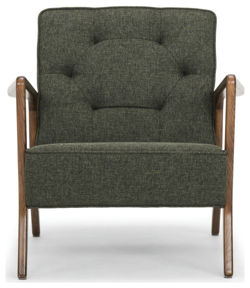 Eloise Hunter Green Tweed Fabric Occasional Chair