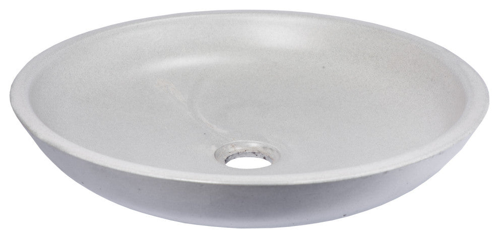 Eden Bath EB_N002LG 17" Concrete Shallow Round Vessel Sink, Light Gray
