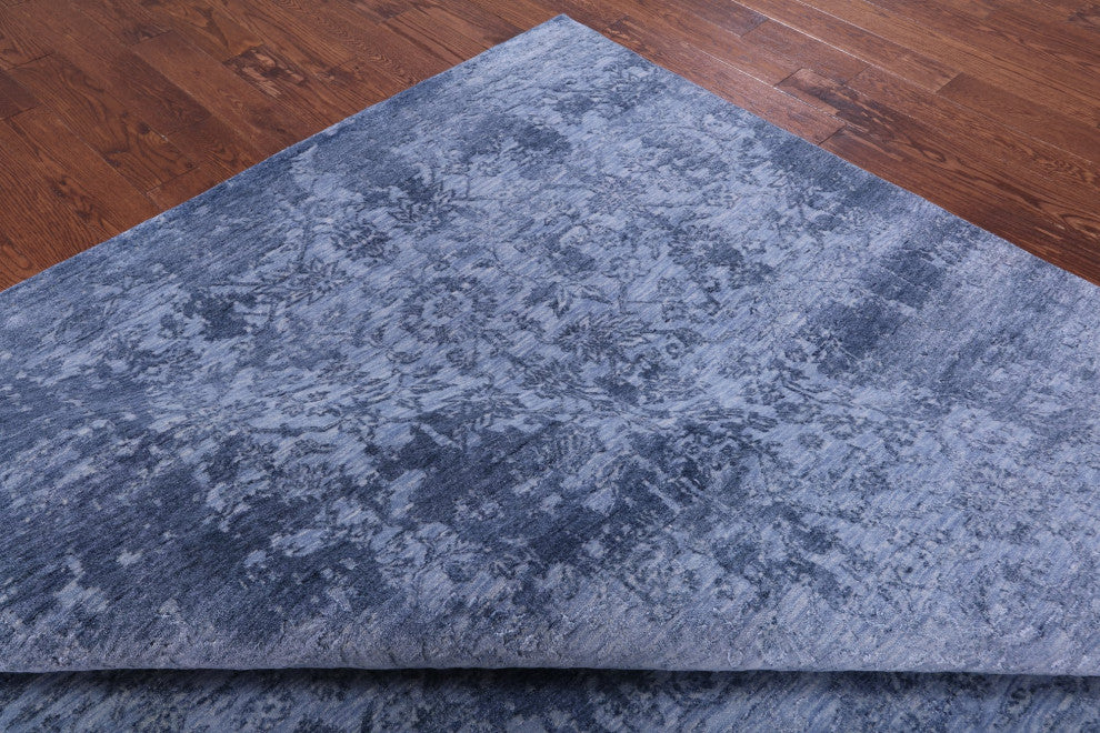 9' 0" X 12' 1" Wool and Silk Modern Hand Knotted Rug Q11764