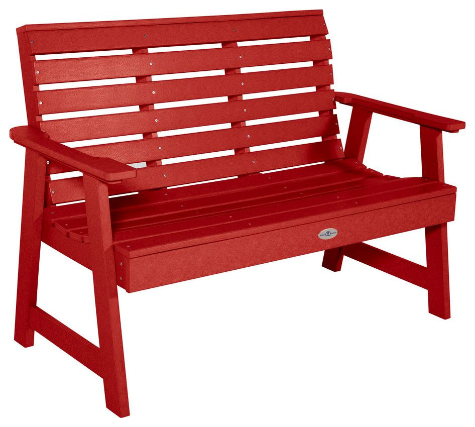 Riverside Garden Bench 4', Boathouse Red