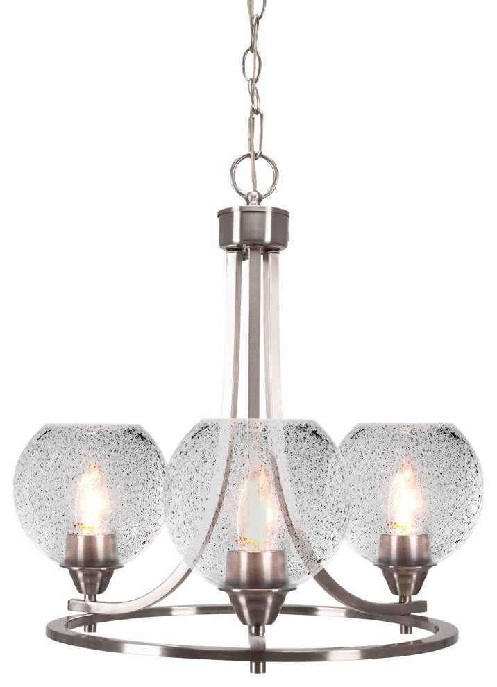 Paramount Uplight 3-Light Chandelier, Brushed Nickel, 5.75" Smoke Bubble Glass