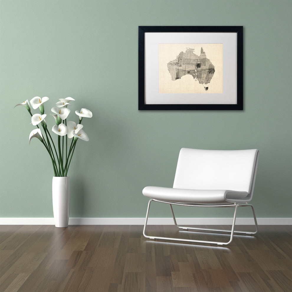 Michael Tompsett 'Australia Postcard Map' Matted Framed Art, White Mat, 20"x16"