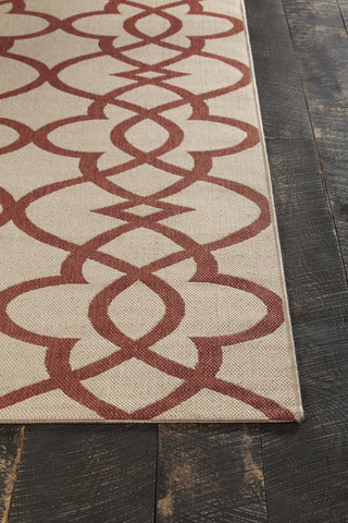 Chandra Calcutta Cal1559 Geometric Outdoor Rug, Beige/Rust, 5'3"x7'6"
