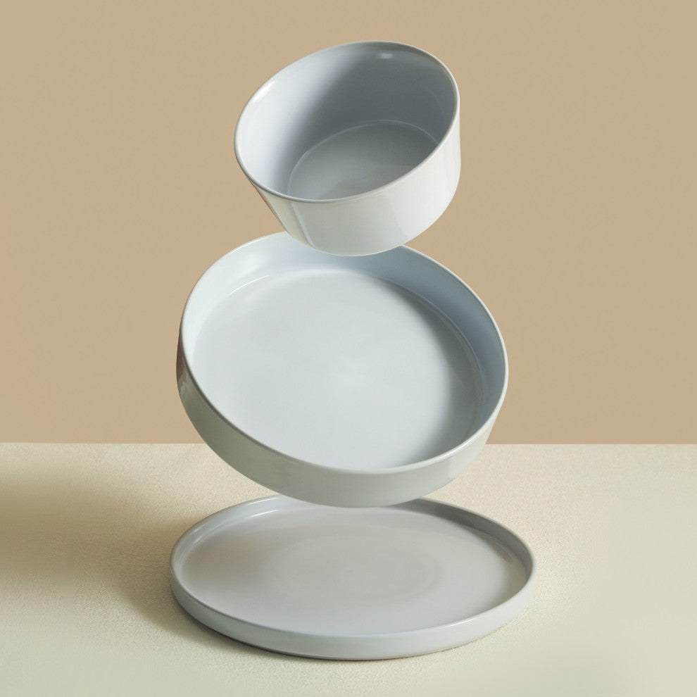 Stone Lain Celina Stoneware Dinnerware Set, Cereal and Dinner Bowls, White, 24-Piece