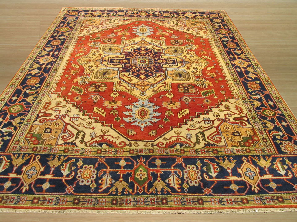 EORC Hand-knotted Wool Rust Traditional Oriental Serapi Rug, Rectangular 4'x6'